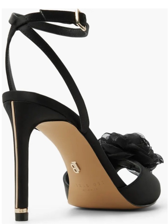 Ted Baker Shoes - Ted Baker Black Peep-Toe Ankle-Strap Heels with Floral Accent